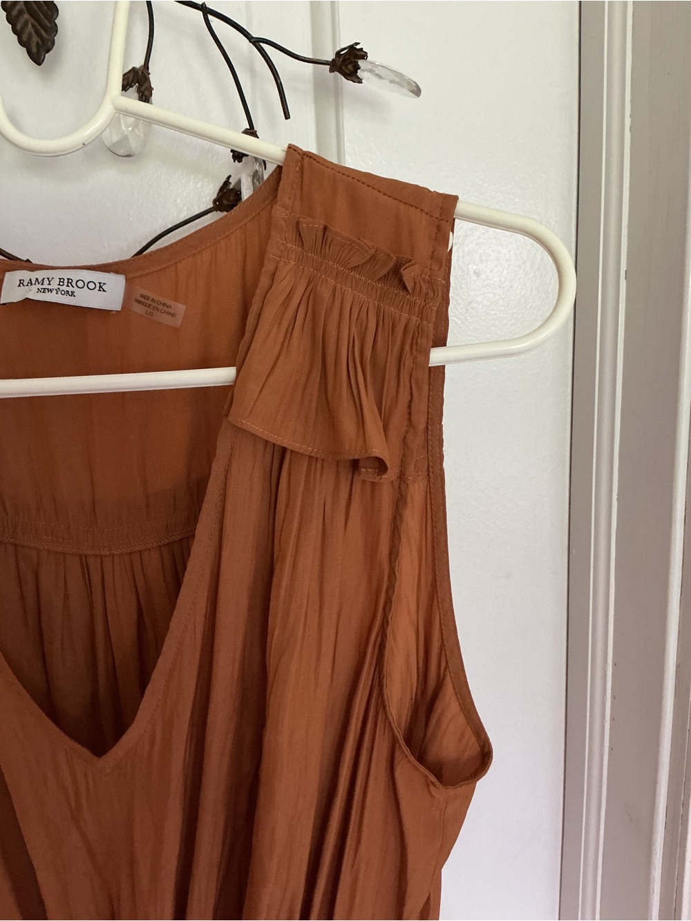 Ramy Brook Rust Lace-Hem Sleeveless Top - Picture 8 of 9